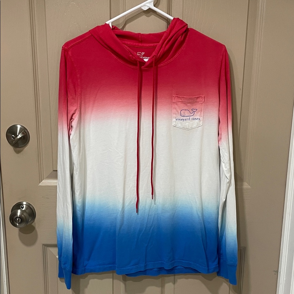 Vineyard Vines Tri-Color Long Sleeve Ombre Hoodie dip-dyed SZ M.